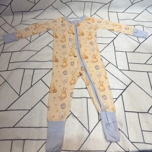 The Sleepy Sloth Bamboo Footie Pajamas 6-12M Yellow Winnie the Pooh Sleeper READ